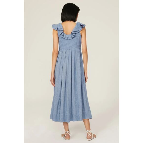 Hatch Womens Blue Gauzy Cotton The Sarah Maternity Midi Dress US 2 - Picture 3 of 9